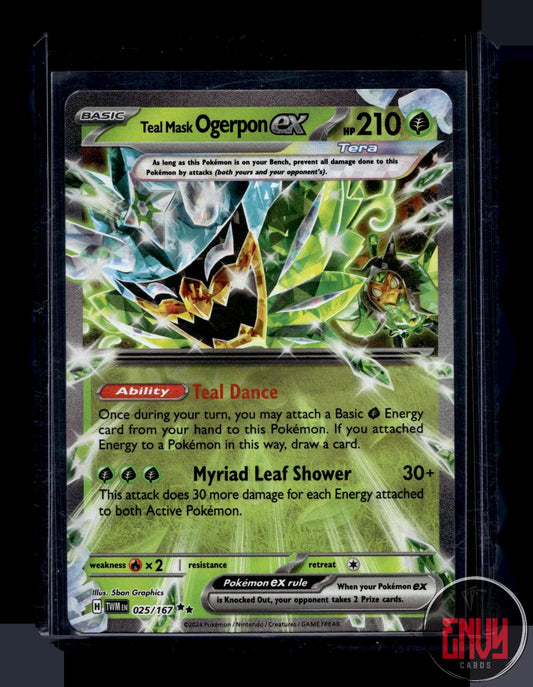 Teal Mask Ogerpon ex Near Mint 025/167 Double Rare Twilight Masquerade Pokemon