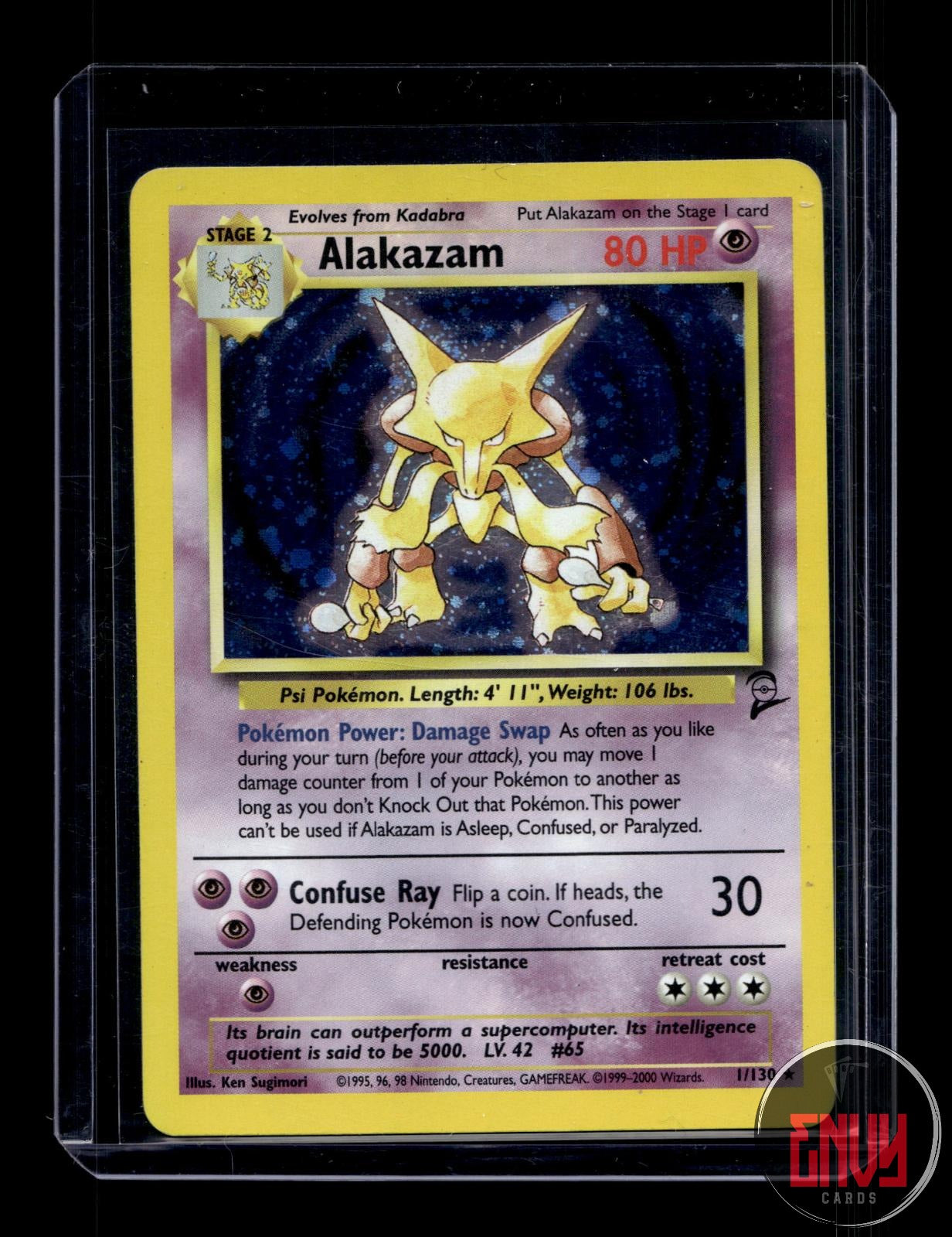 Alakazam Lightly Played 1/130 Rare Base Set 2 Pokemon Holo