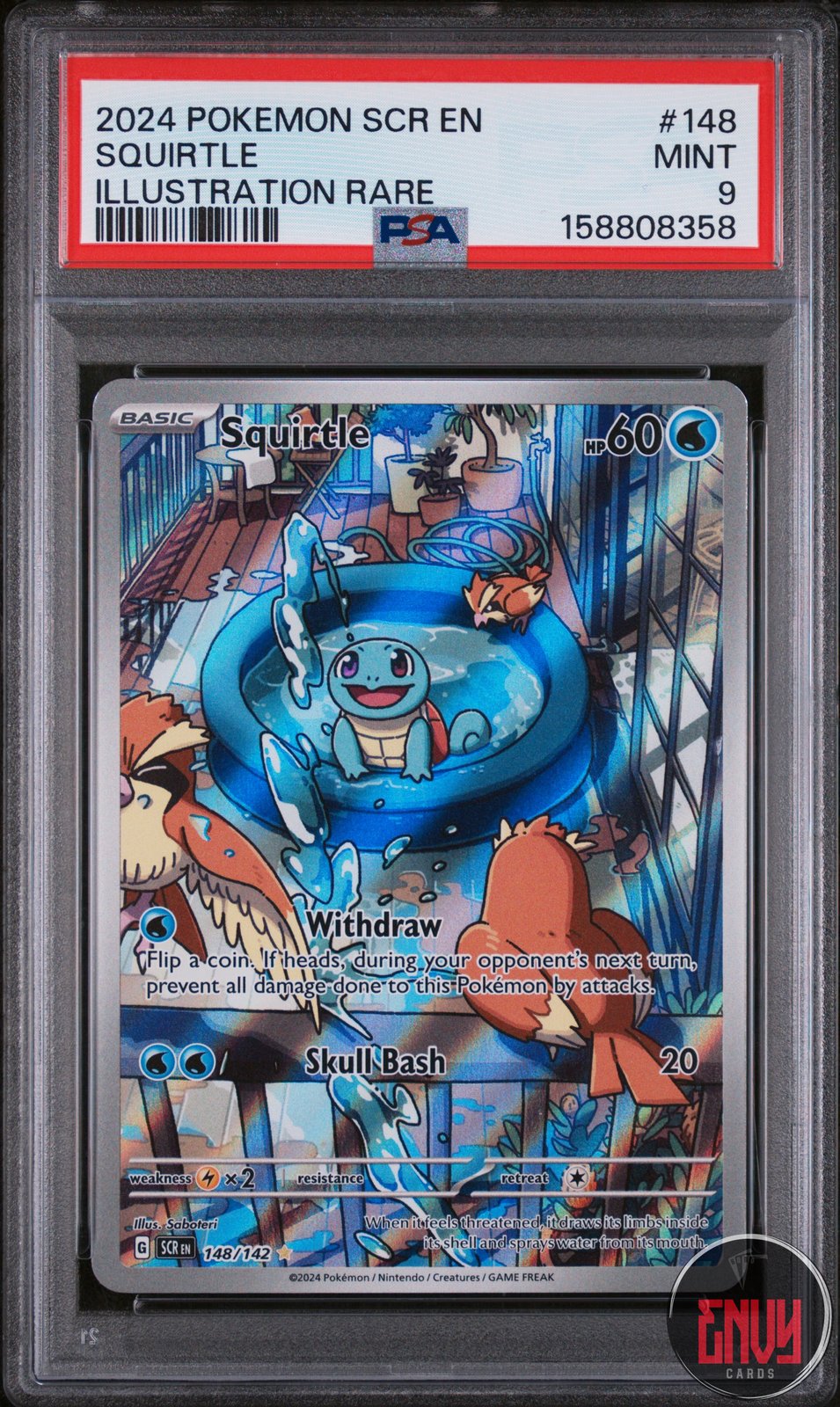 Squirtle 148/142 Illustration Rare Stellar Crown Pokemon PSA 9
