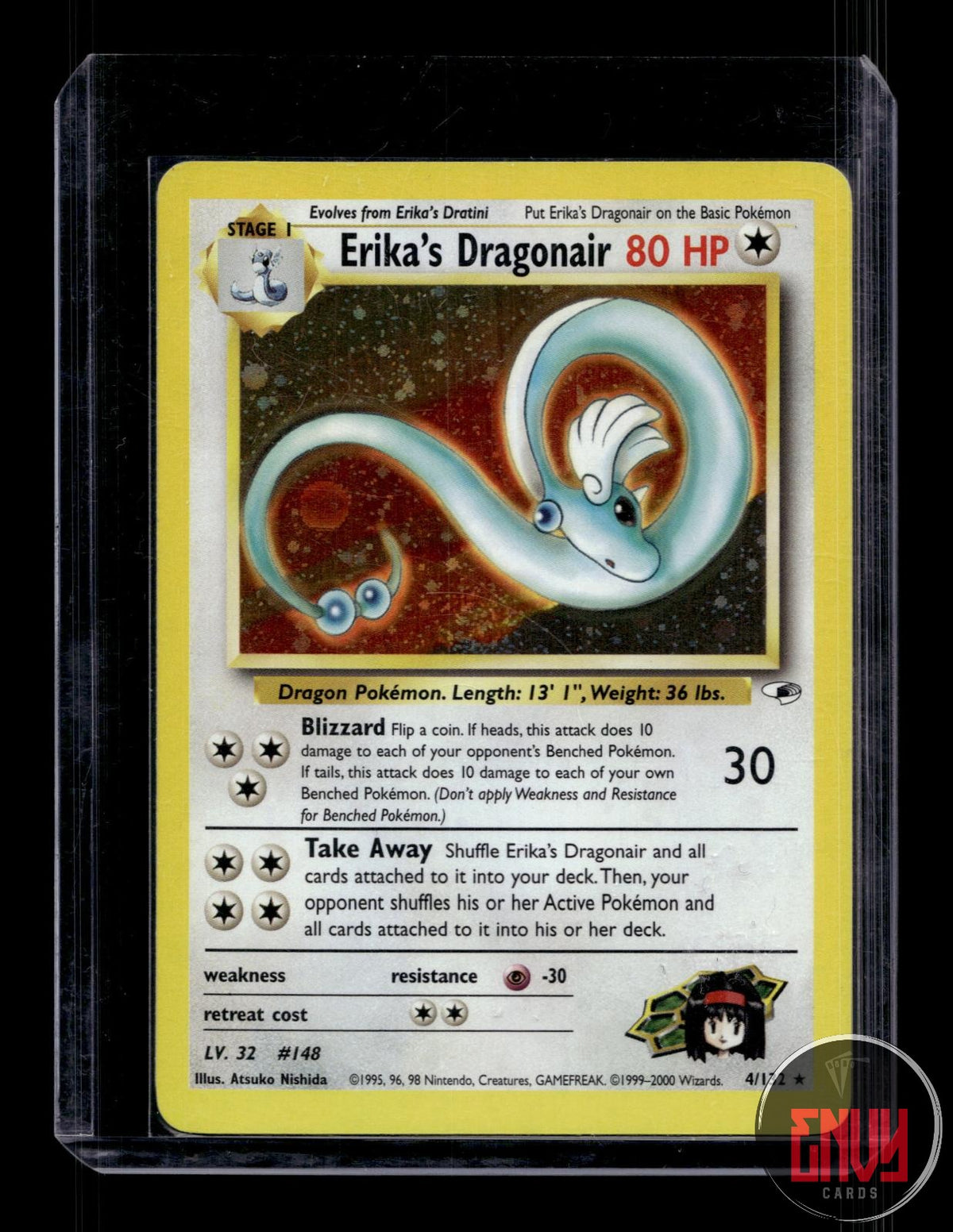 Erika's Dragonair LP 4/132 R Gym Heroes Pokemon Unlimited Holo