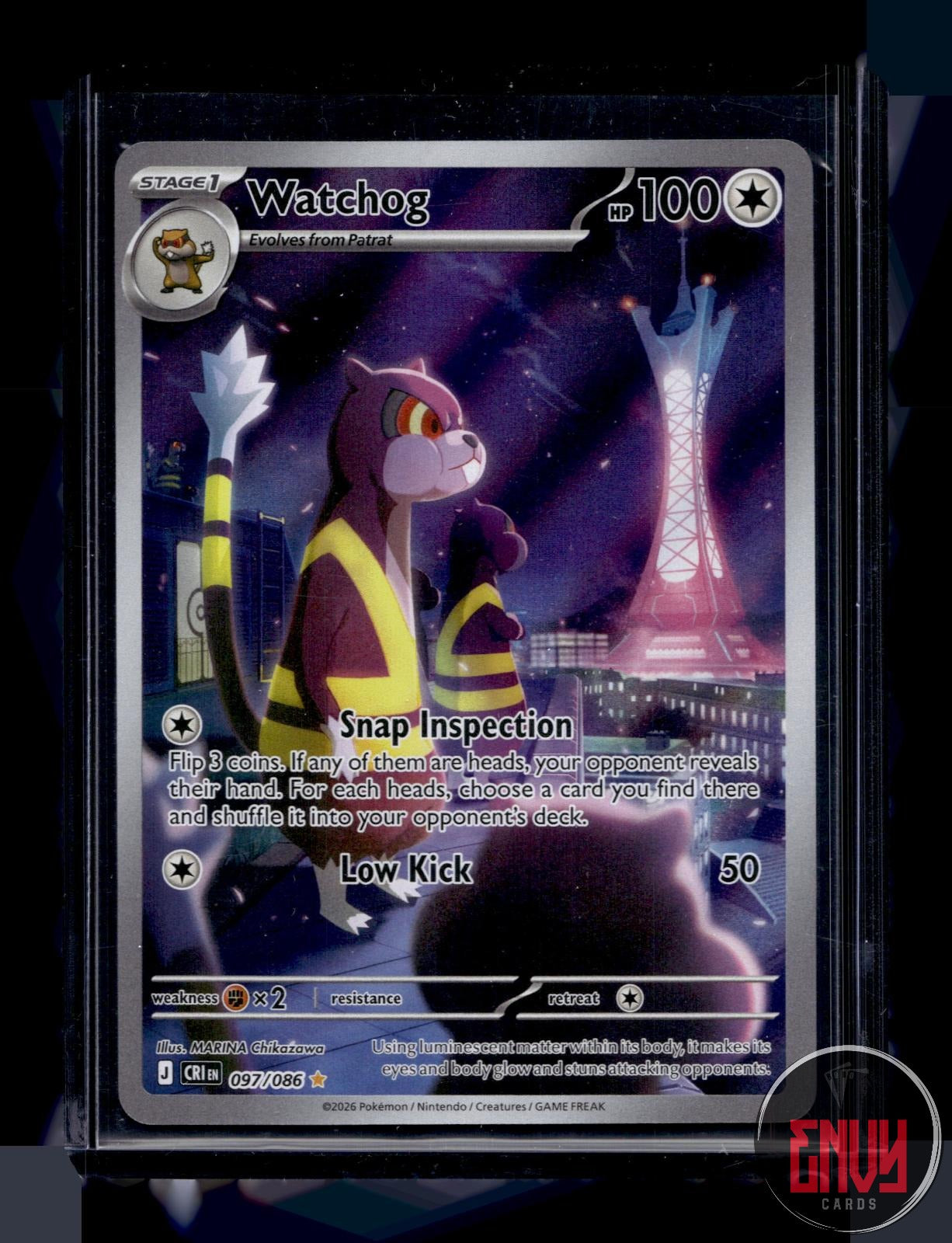 Watchog Near Mint 097/086 Illustration Rare Chaos Rising Pokemon