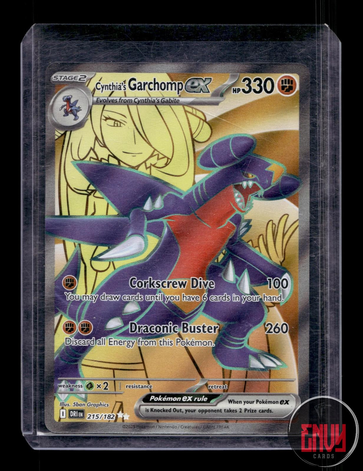 Cynthia's Garchomp ex Near Mint 215/182 Ultra Rare Destined Rivals Pokemon