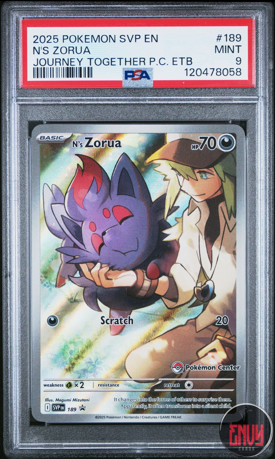 N's Zorua 189 Journey Together Pokemon Center Elite Trainer Box PSA 9 Mint