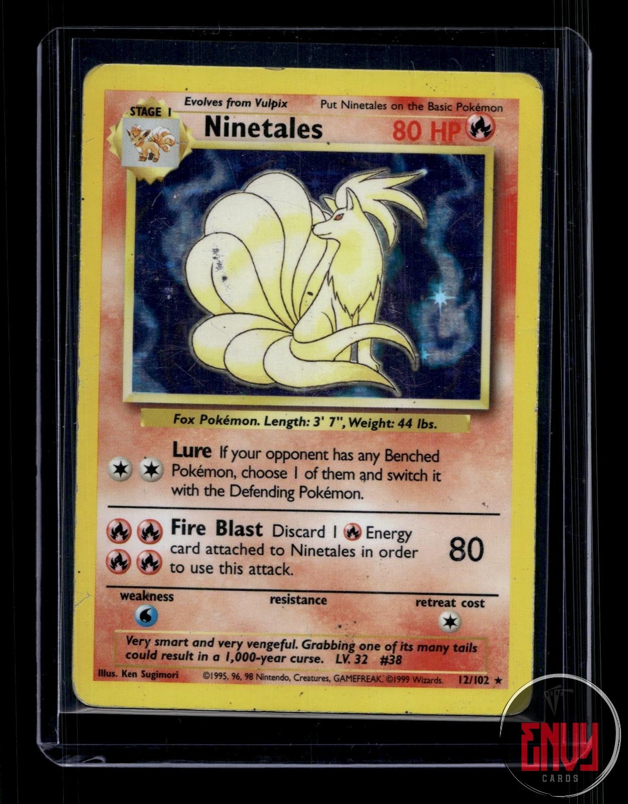 Ninetales Heavily Played 12/102 Holo Rare Base Set Unlimited Pokemon