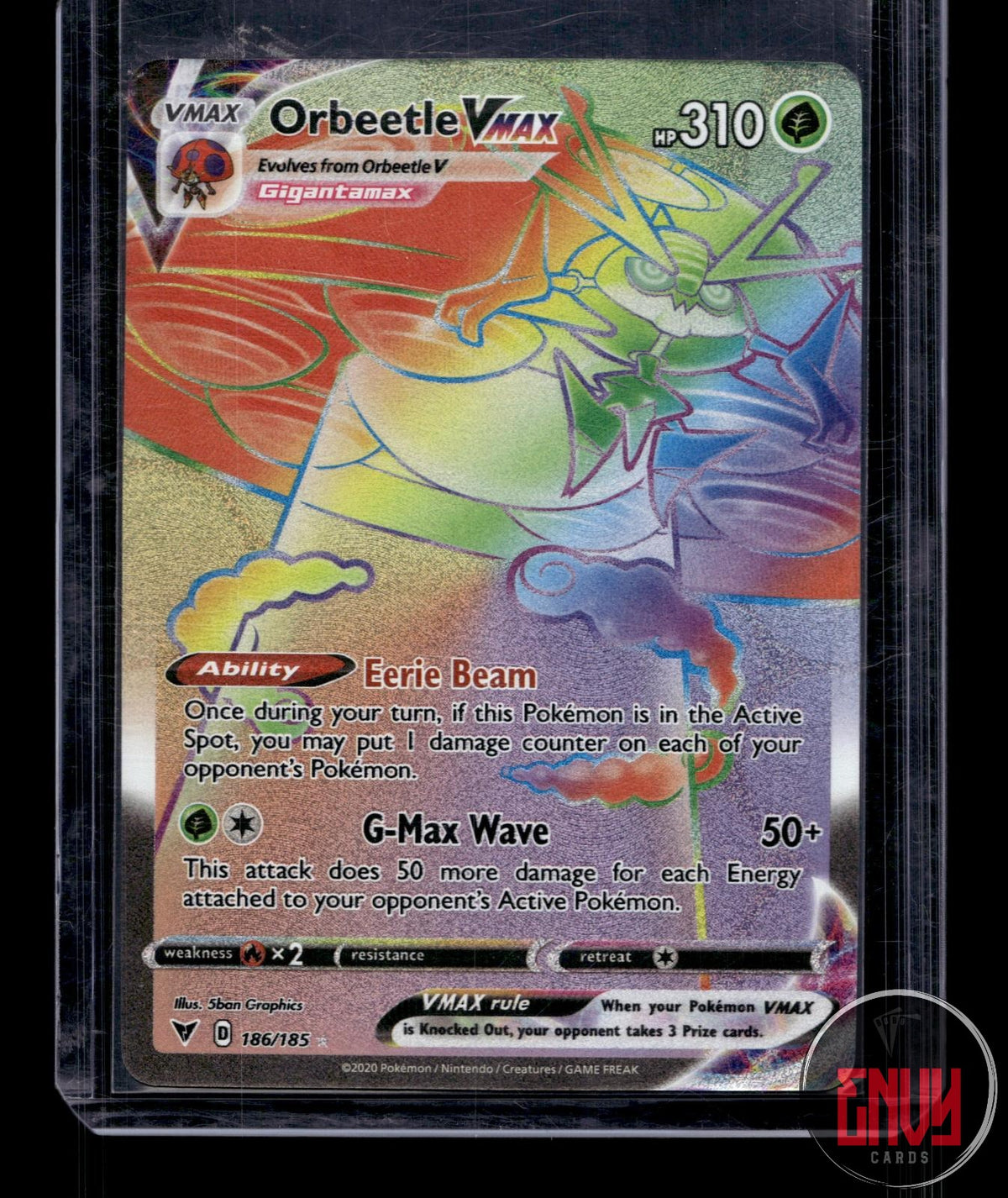Orbeetle VMAX NM 186/185 Rainbow Vivid Voltage Pokemon Holo
