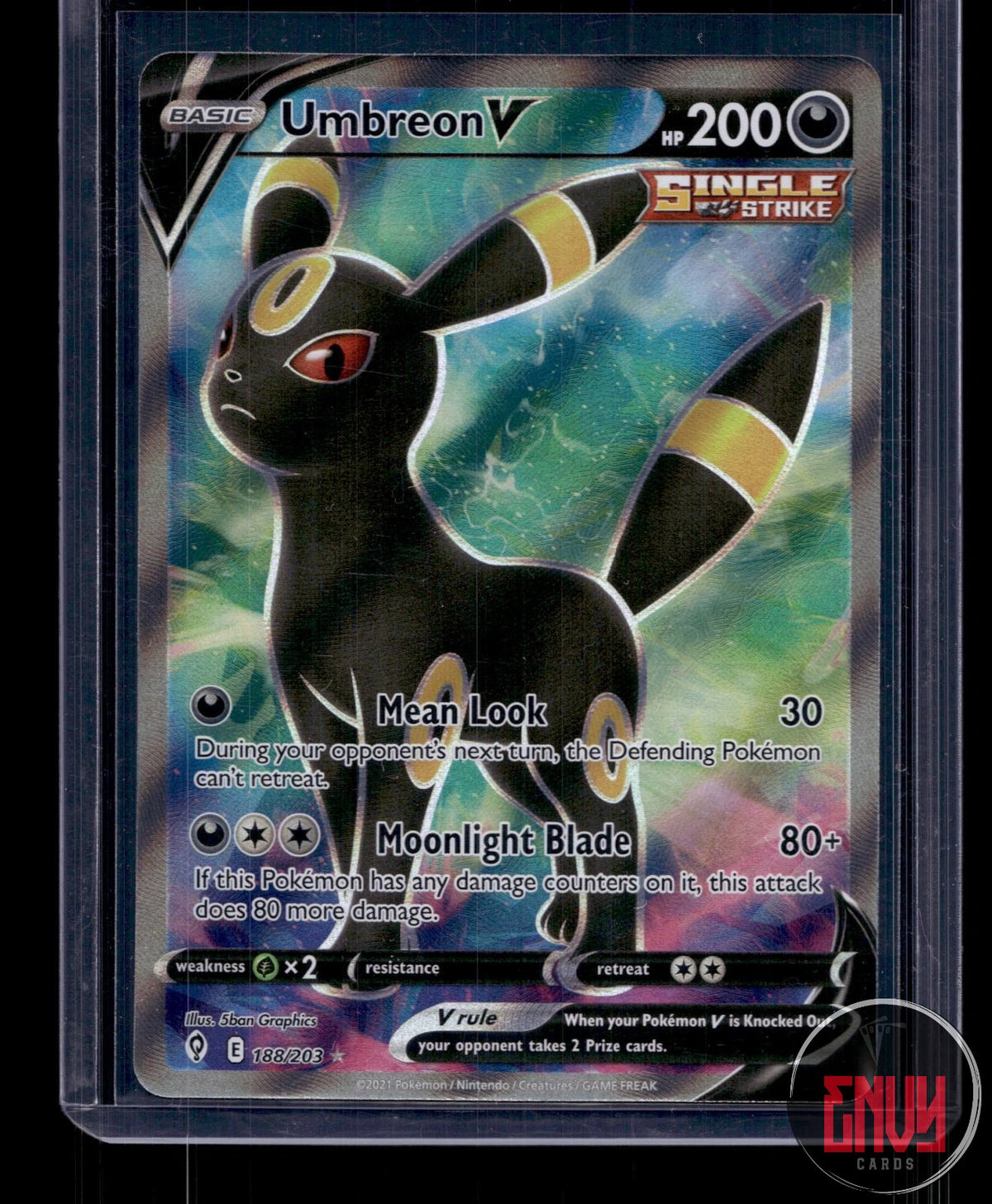 Umbreon V NM 188/203 UR Evolving Skies Pokemon Holo