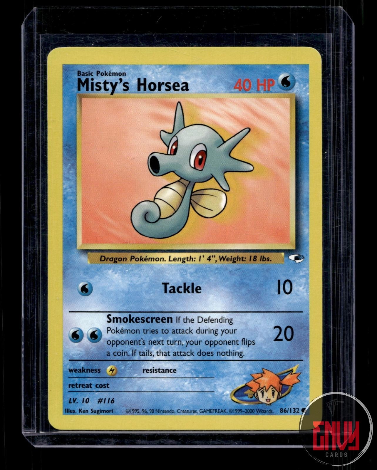 Misty's Horsea Lightly Played 86/132 Common Gym Heroes Pokemon Unlimited