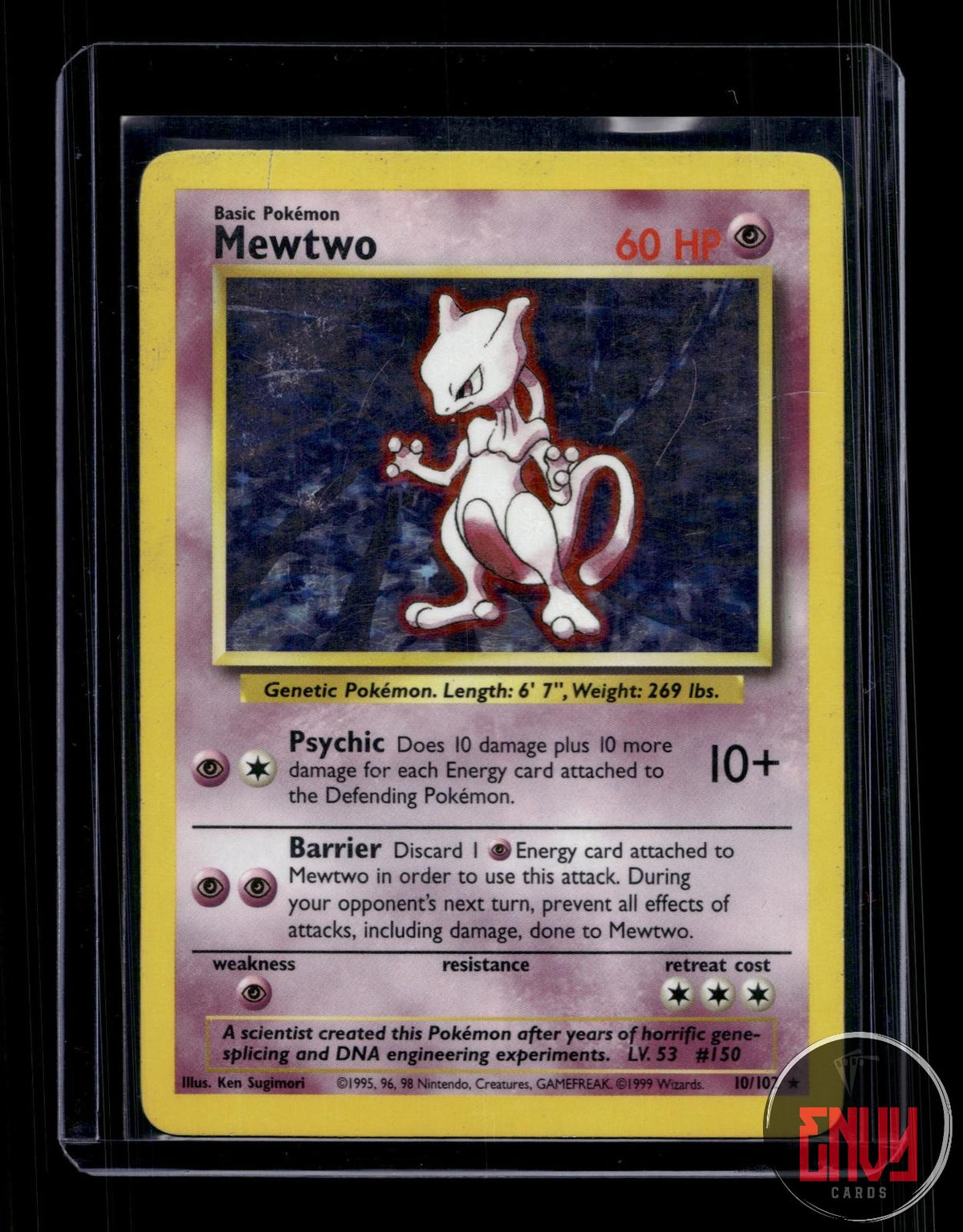 Mewtwo Moderately Played 10/102 Holo Rare Base Set Unlimited Pokemon