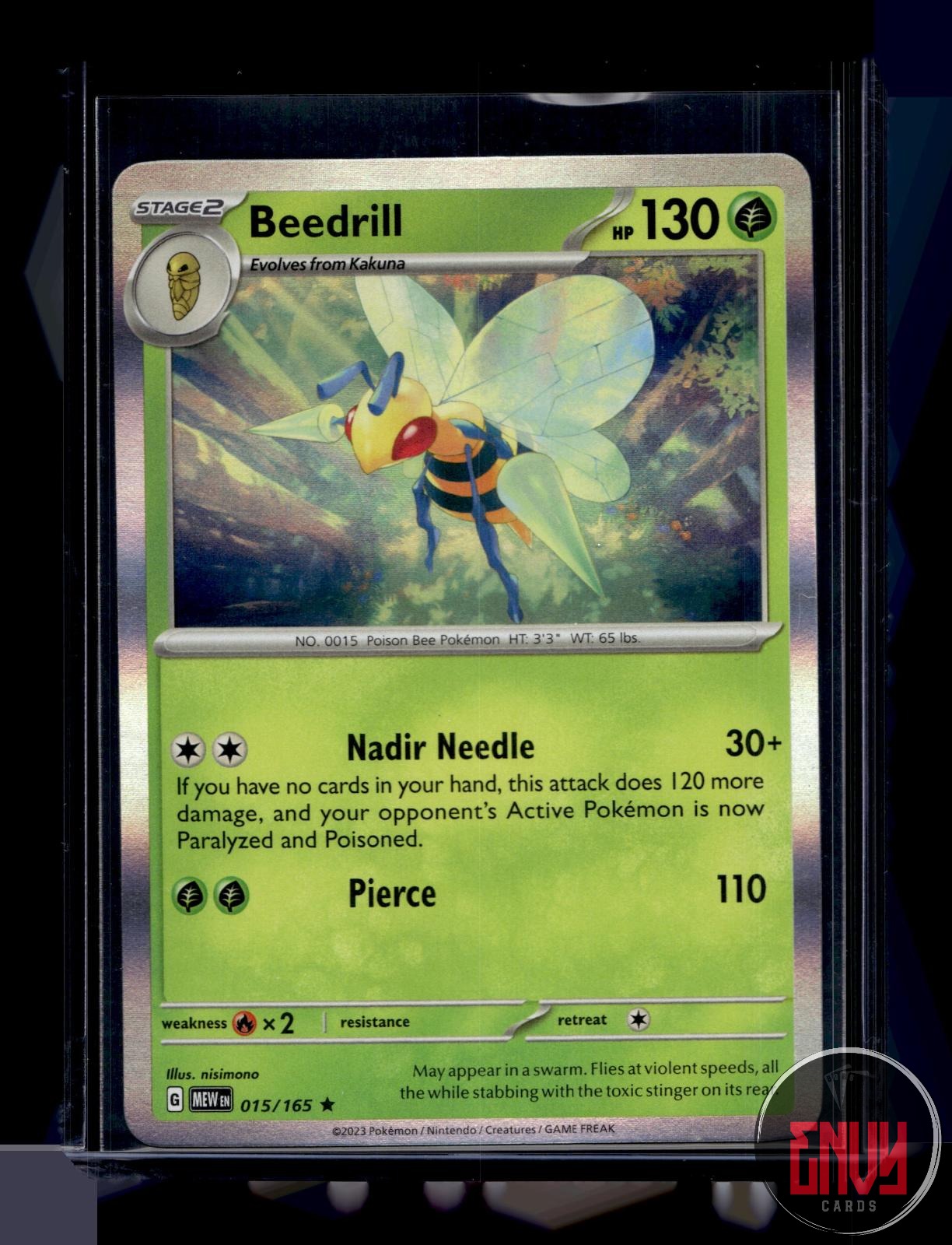 Beedrill Near Mint 015/165 Rare 151 Pokemon Holo