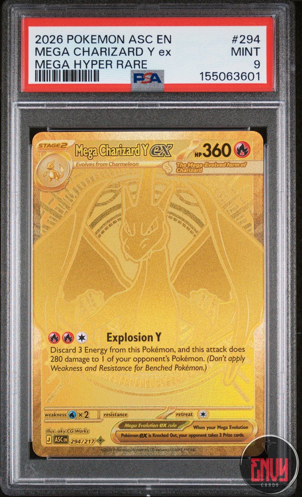 Mega Charizard Y EX 294 Hyper Rare Ascended Heroes Pokemon PSA 9