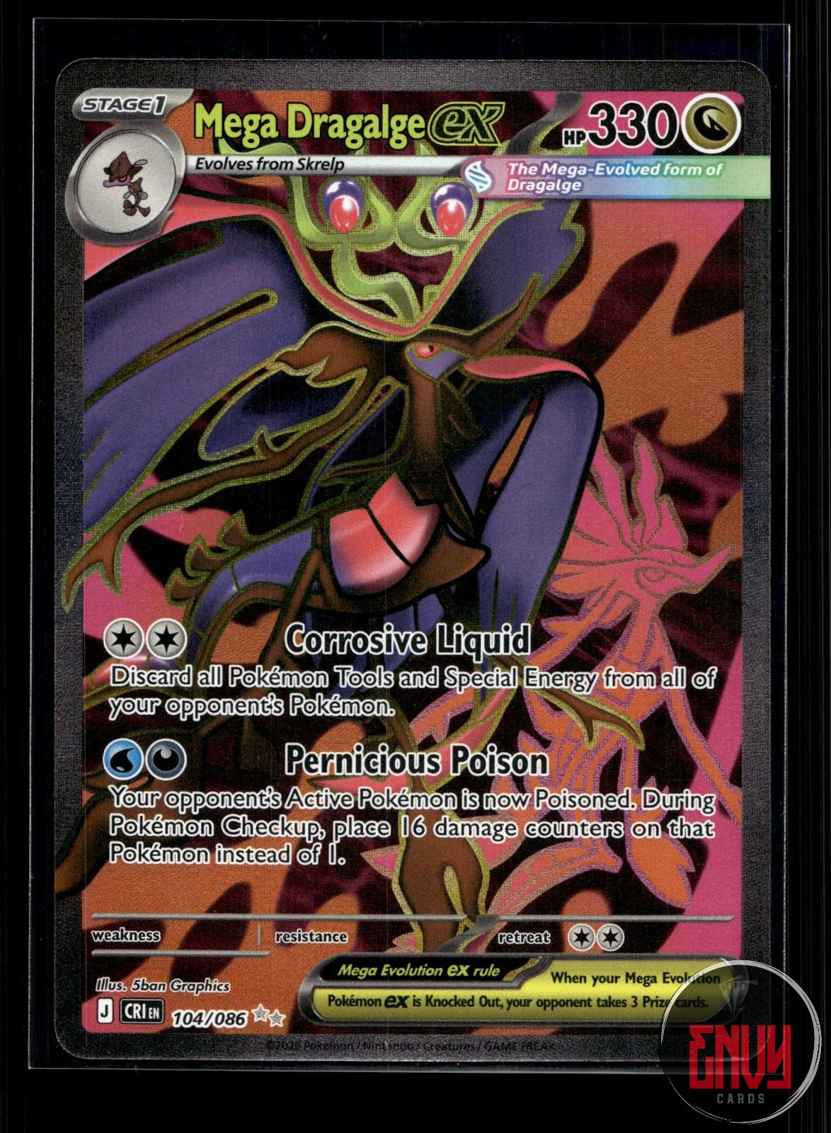 Mega Dragalge ex NM 104/086 UR Chaos Rising Pokemon Holo