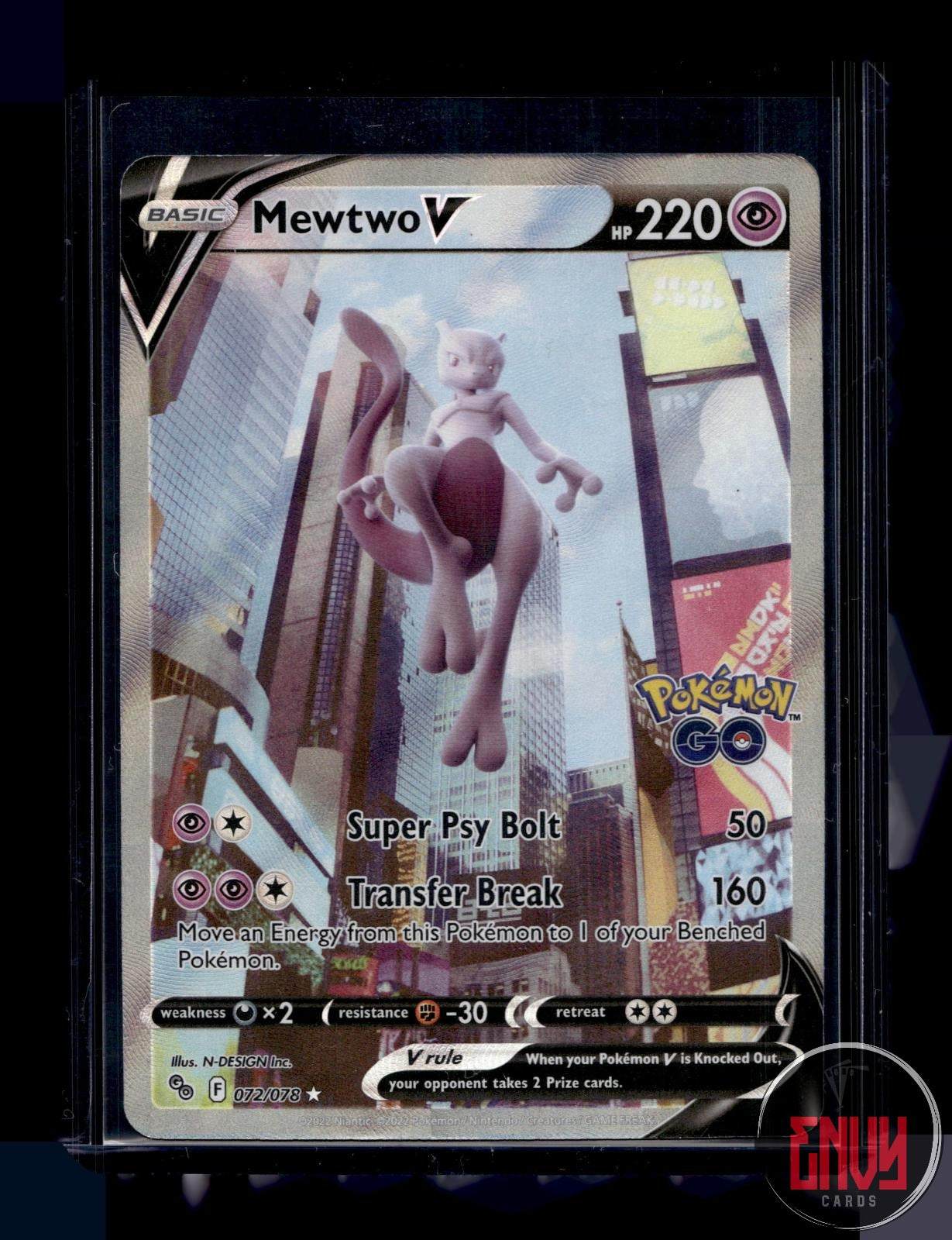 Mewtwo V Near Mint 072/078 Ultra Rare Pokemon GO Pokemon Holo