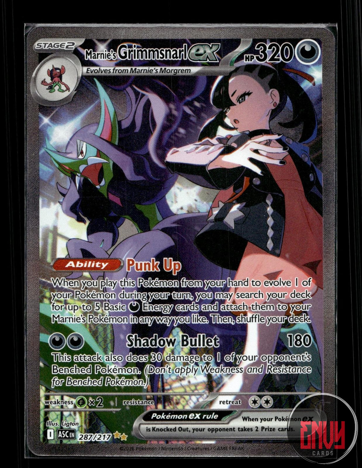 Marnie's Grimmsnarl ex NM 287/217 SIR Ascended Heroes Pokemon Holo