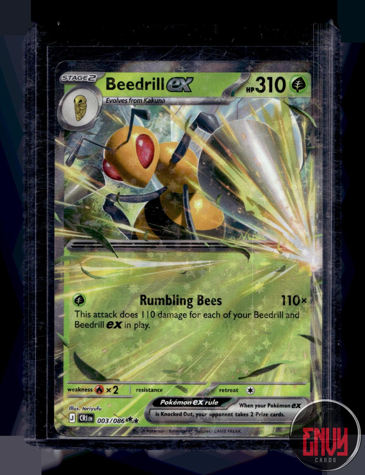 Beedrill ex Near Mint 003/086 Double Rare ME04: Chaos Rising Pokemon