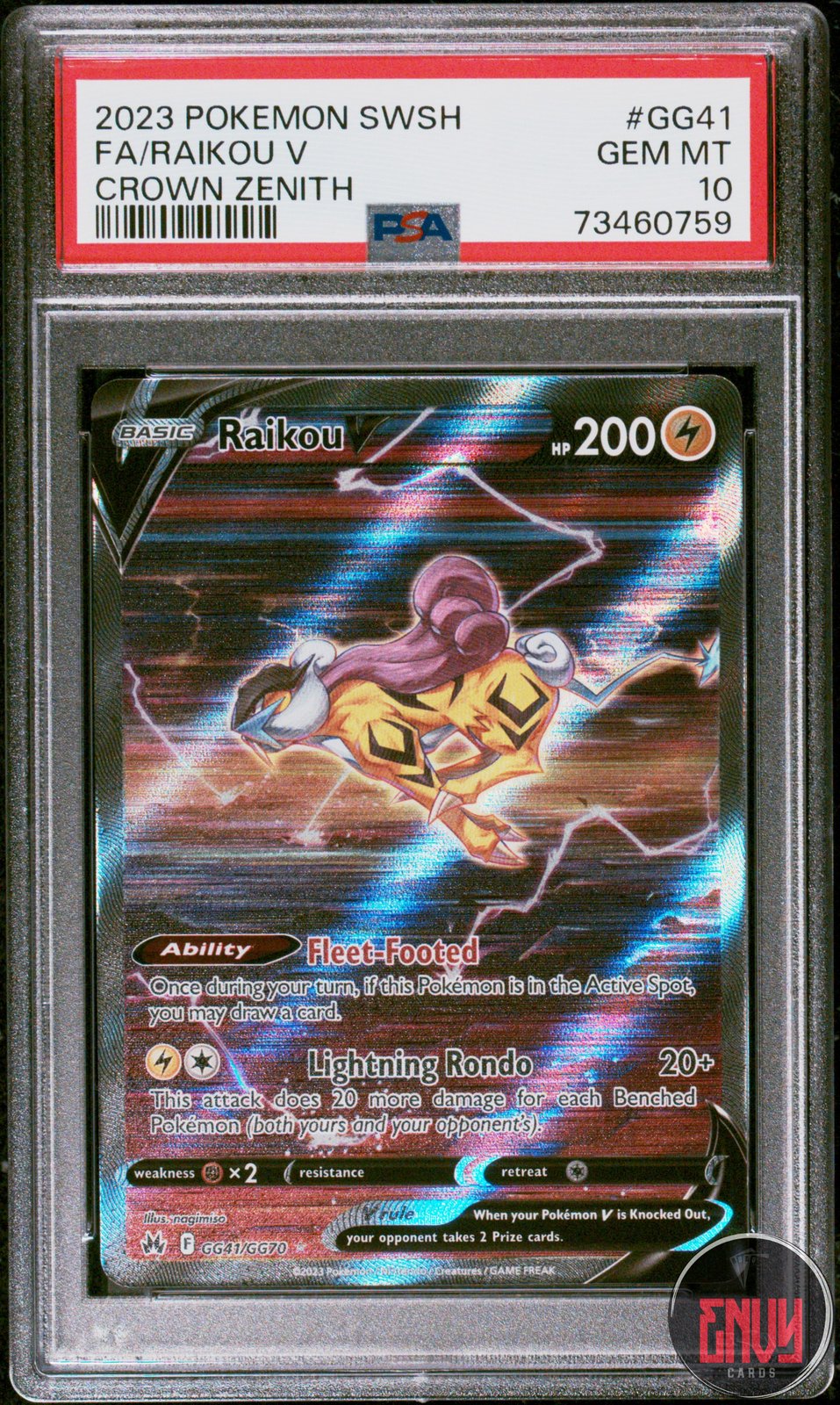 Raikou V Gg41/Gg70 Sword Shield Crown Zenith Pokemon PSA 10 Gem Mint