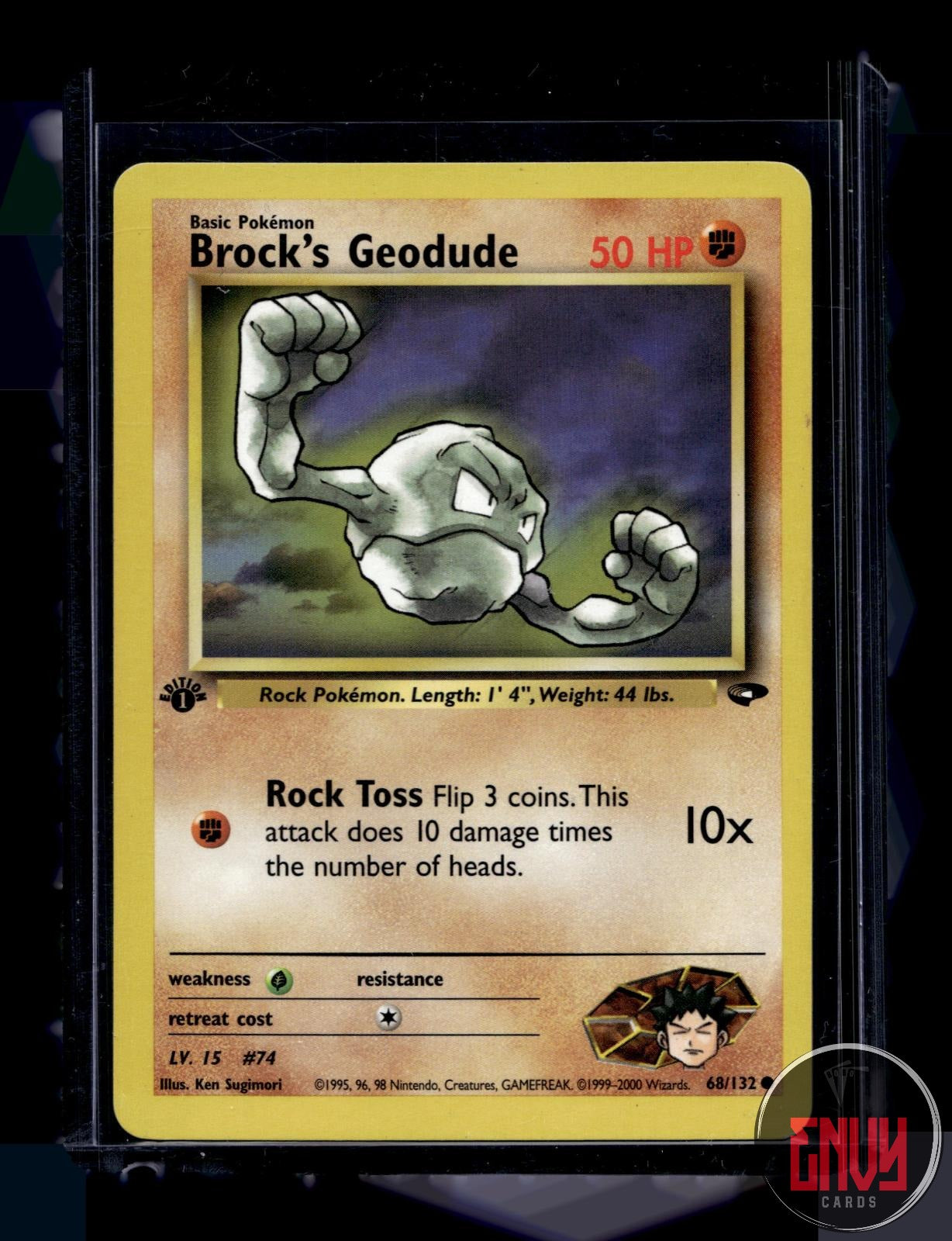 Brock's Geodude Lightly Played 68/132 Common Gym Challenge Pokemon 1st Edition