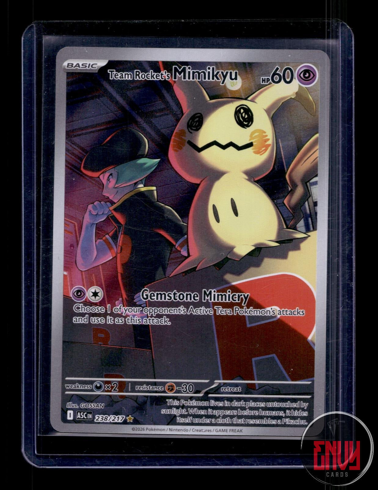 Team Rocket's Mimikyu NM 238/217 Illustration Rare Ascended Heroes Pokemon Holo