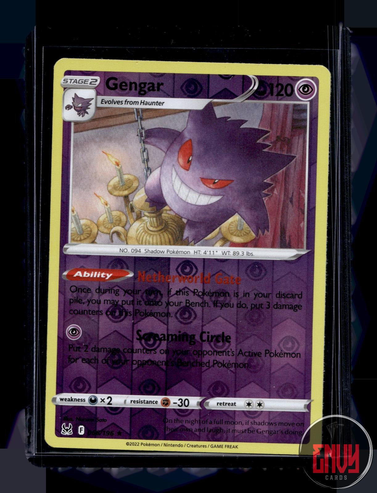 Gengar Near Mint 066/196 Rare Lost Origin Pokemon Reverse Holo