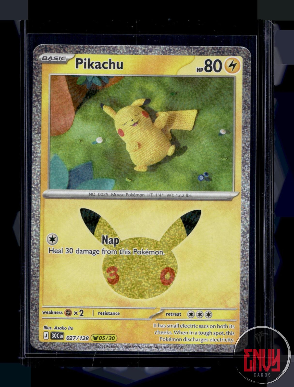 Pikachu NM 027/128 Pikachu Rare ME: 30th Celebration Pokemon Holo