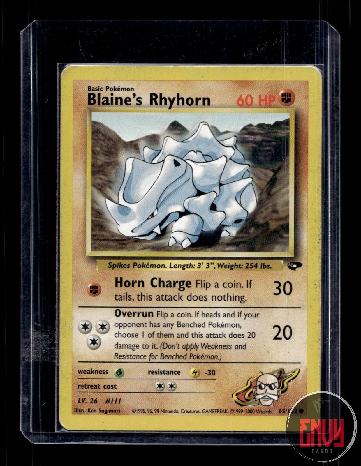 Blaine's Rhyhorn Moderately Played 65/132 Common Gym Challenge Pokemon Unlimited
