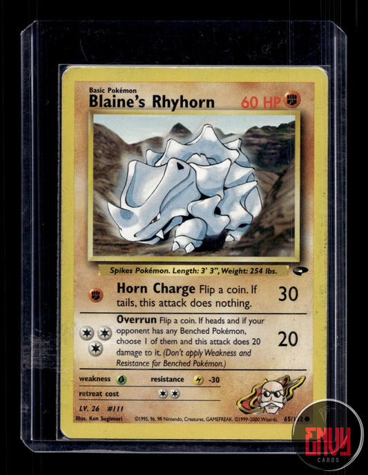 Blaine's Rhyhorn Moderately Played 65/132 Common Gym Challenge Pokemon Unlimited