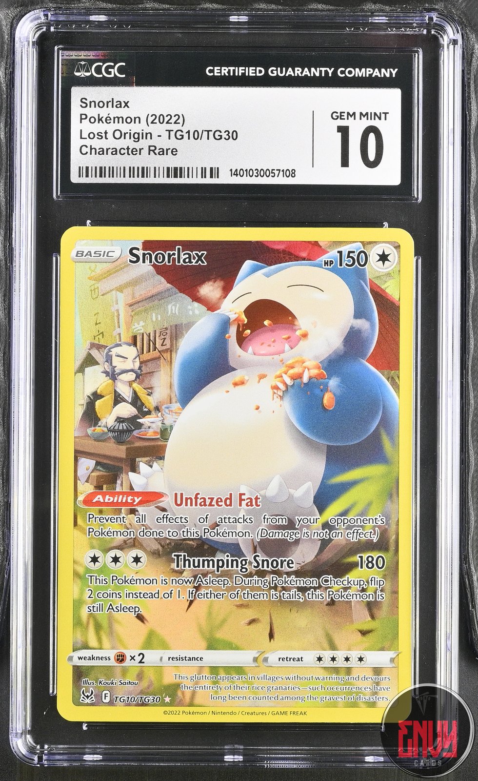 Snorlax Tg10/Tg30 Trainer Gallery Holo Lost Origin Pokemon CGC 10 Gem Mint