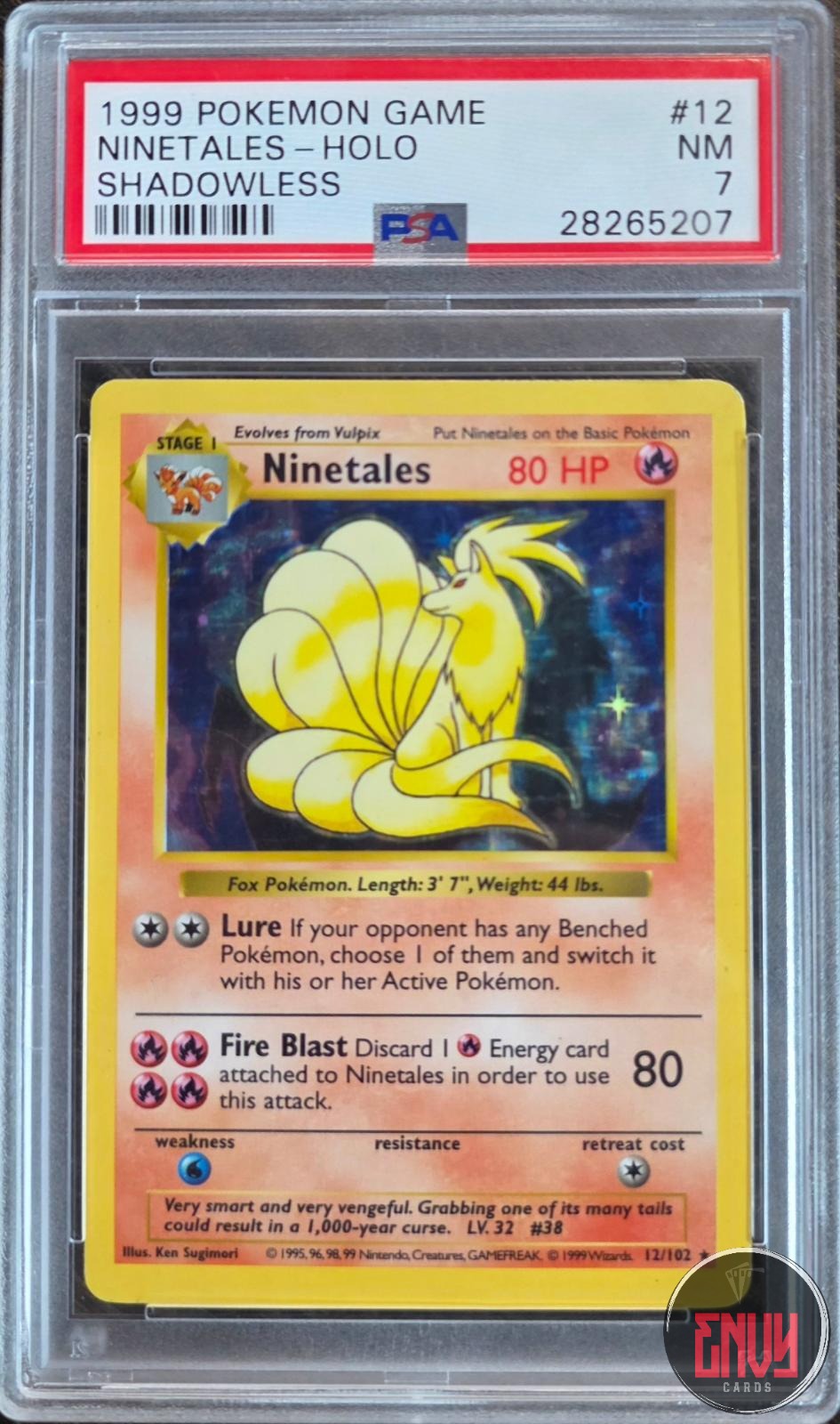 Ninetales Holo 12/102 Shadowless Game Pokemon PSA 7 Near Mint