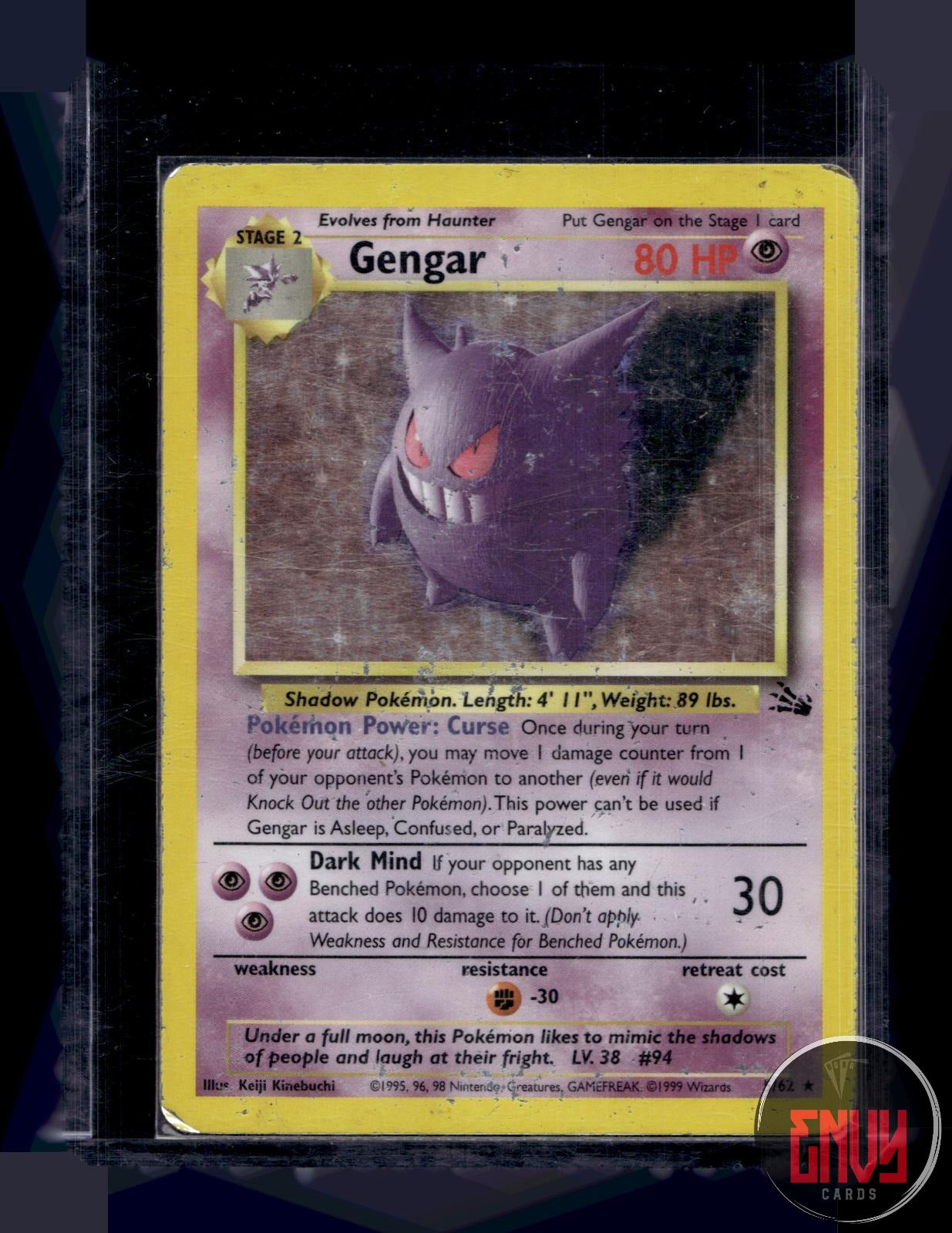 Gengar Damaged 5/62 Rare Fossil Pokemon Unlimited Holo