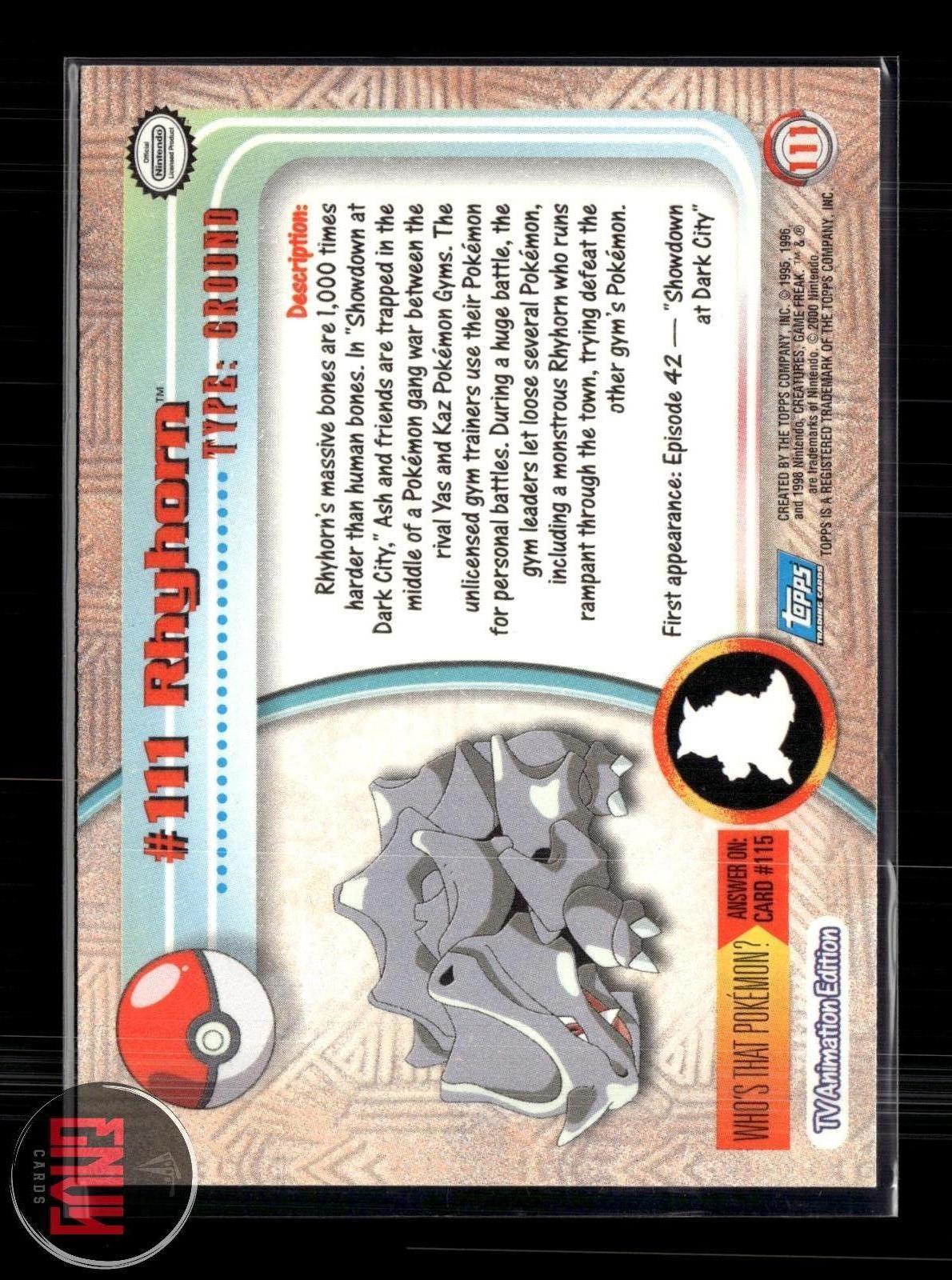 Rhyhorn LP #111 Topps Trading Cards Series 2 Pokemon