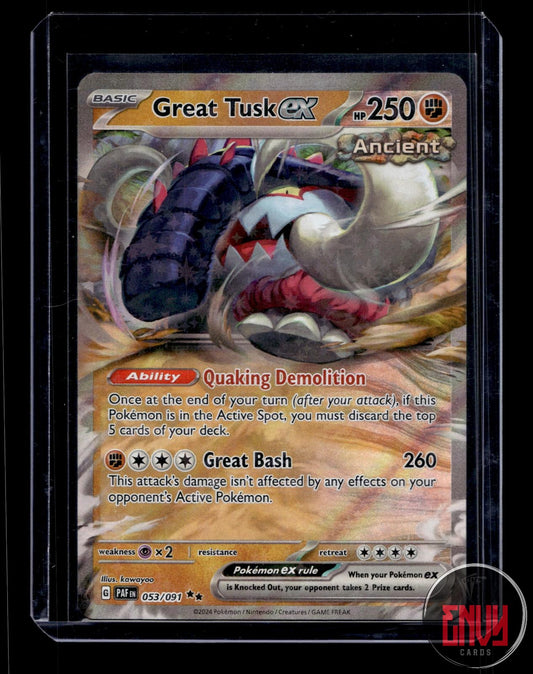 Great Tusk ex Near Mint 053/091 Double Rare Paldean Fates Pokemon