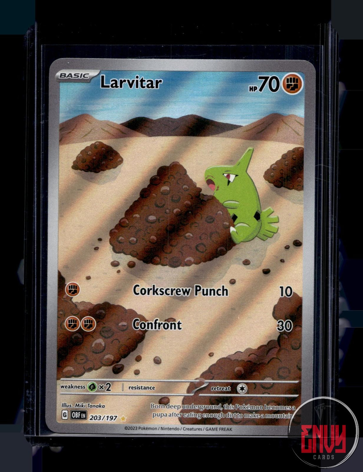 Larvitar Near Mint 203/197 Illustration Rare Obsidian Flames Pokemon Holo