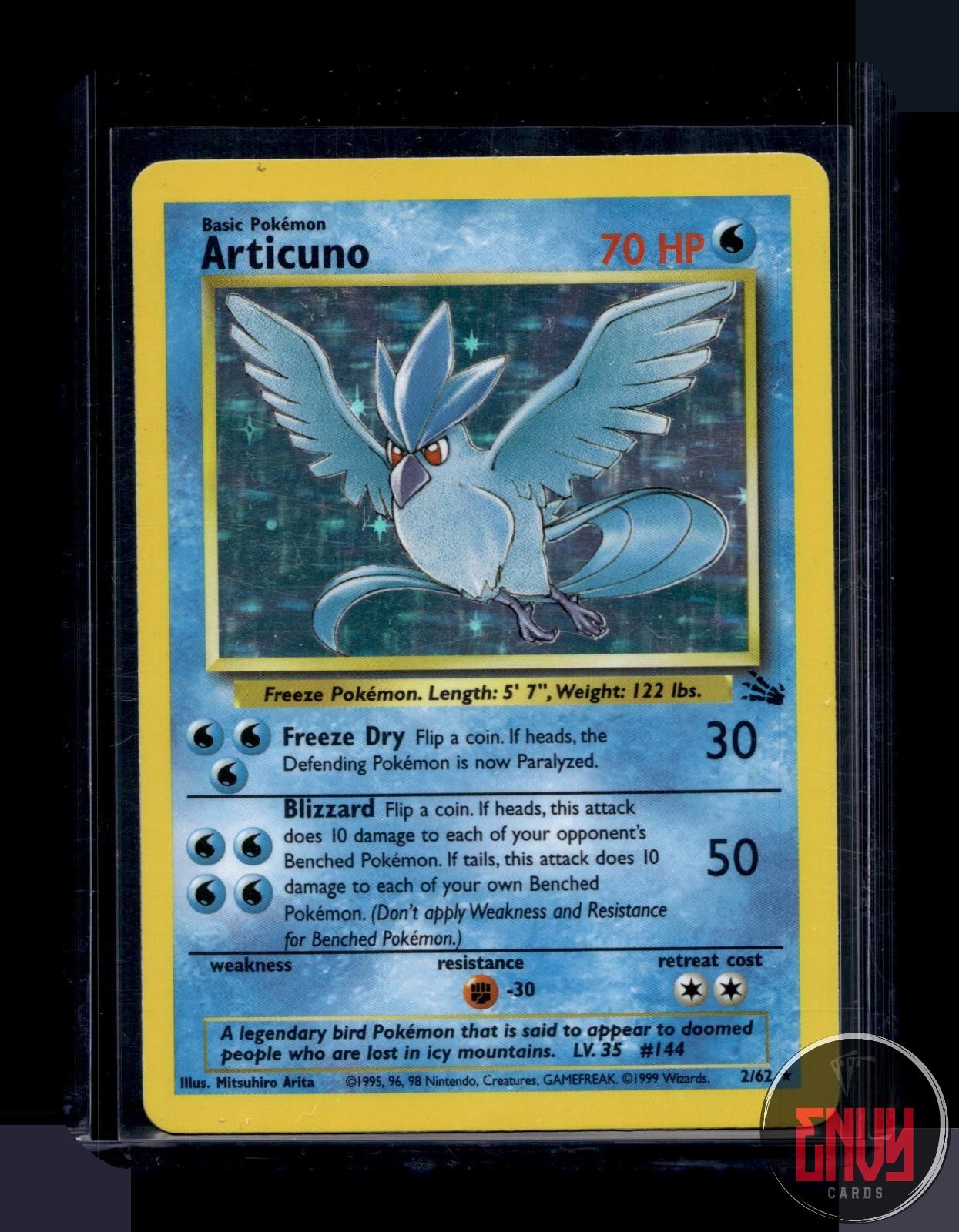 Articuno Lightly Played 2/62 Rare Fossil Pokemon Unlimited Holo