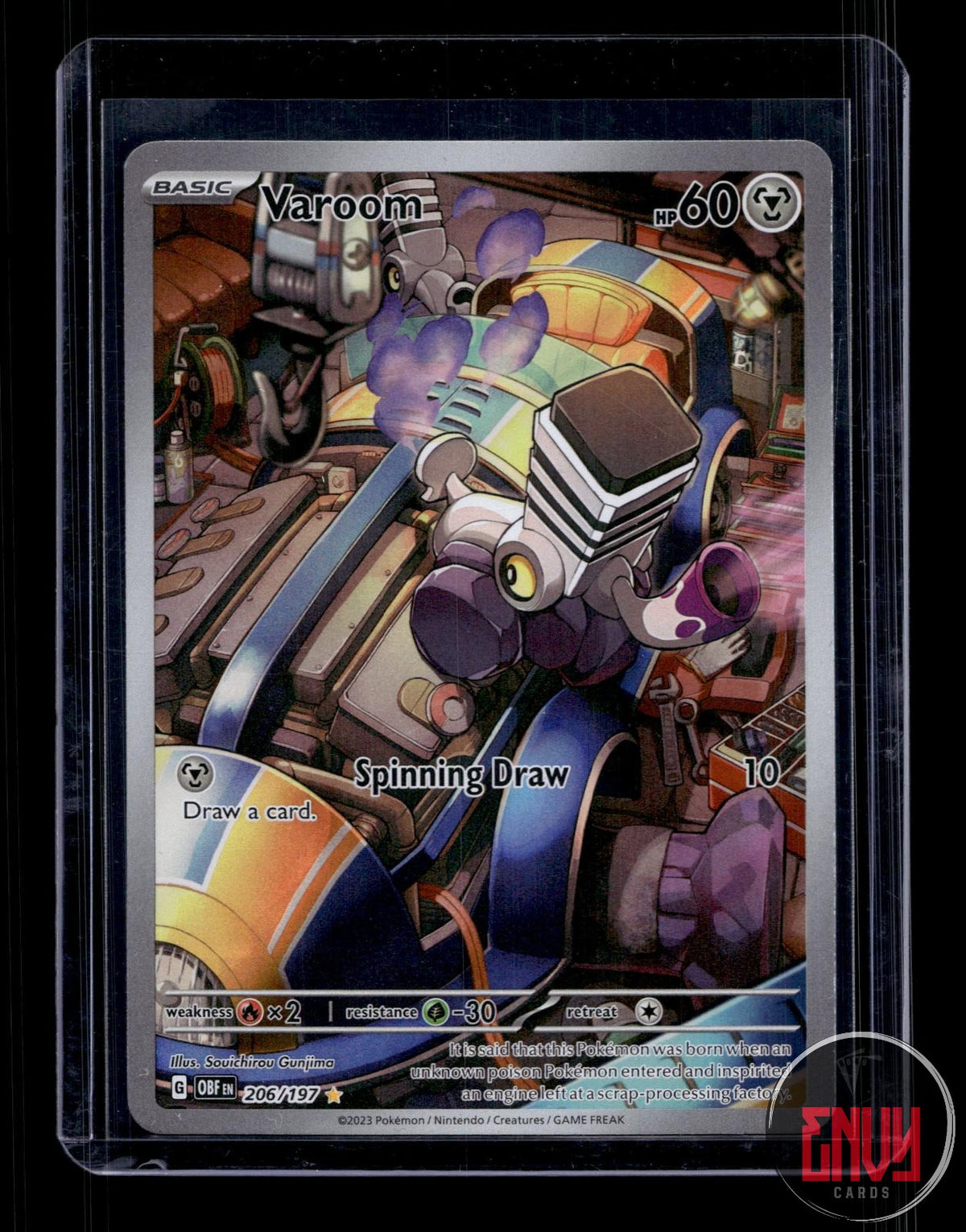 Varoom Near Mint 206/197 Illustration Rare Obsidian Flames Pokemon Holo