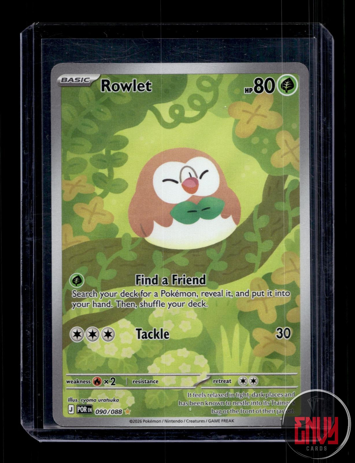 Rowlet Near Mint 090/088 Illustration Rare Perfect Order Pokemon Holo