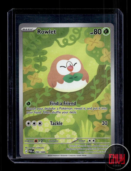 Rowlet Near Mint 090/088 Illustration Rare Perfect Order Pokemon Holo