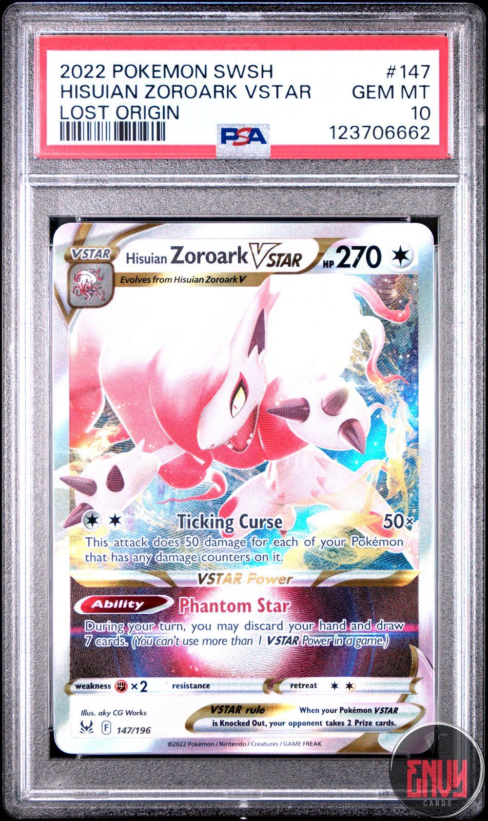 Hisuian Zoroark Vstar 147/196 Lost Origin Pokemon PSA 10