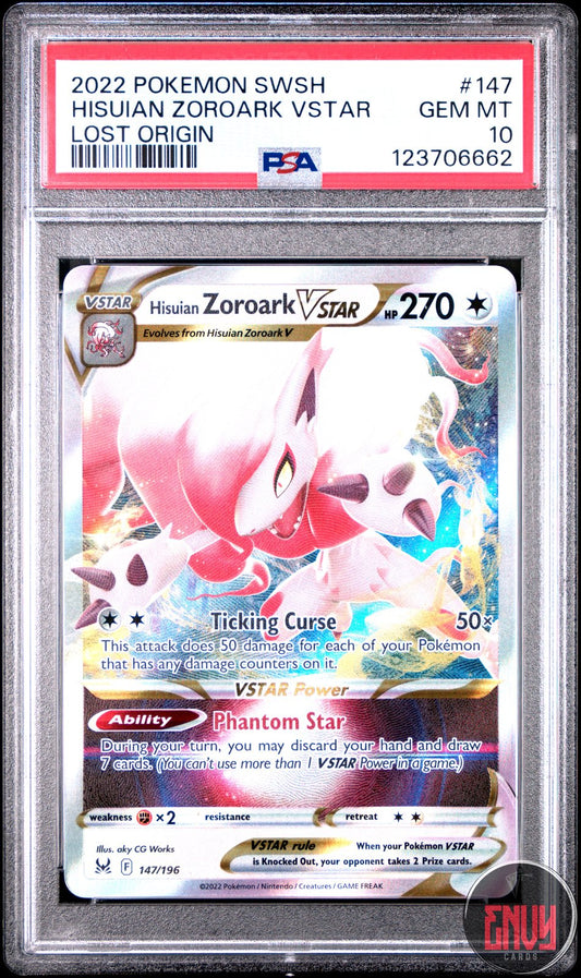 Hisuian Zoroark Vstar 147/196 Lost Origin Pokemon PSA 10
