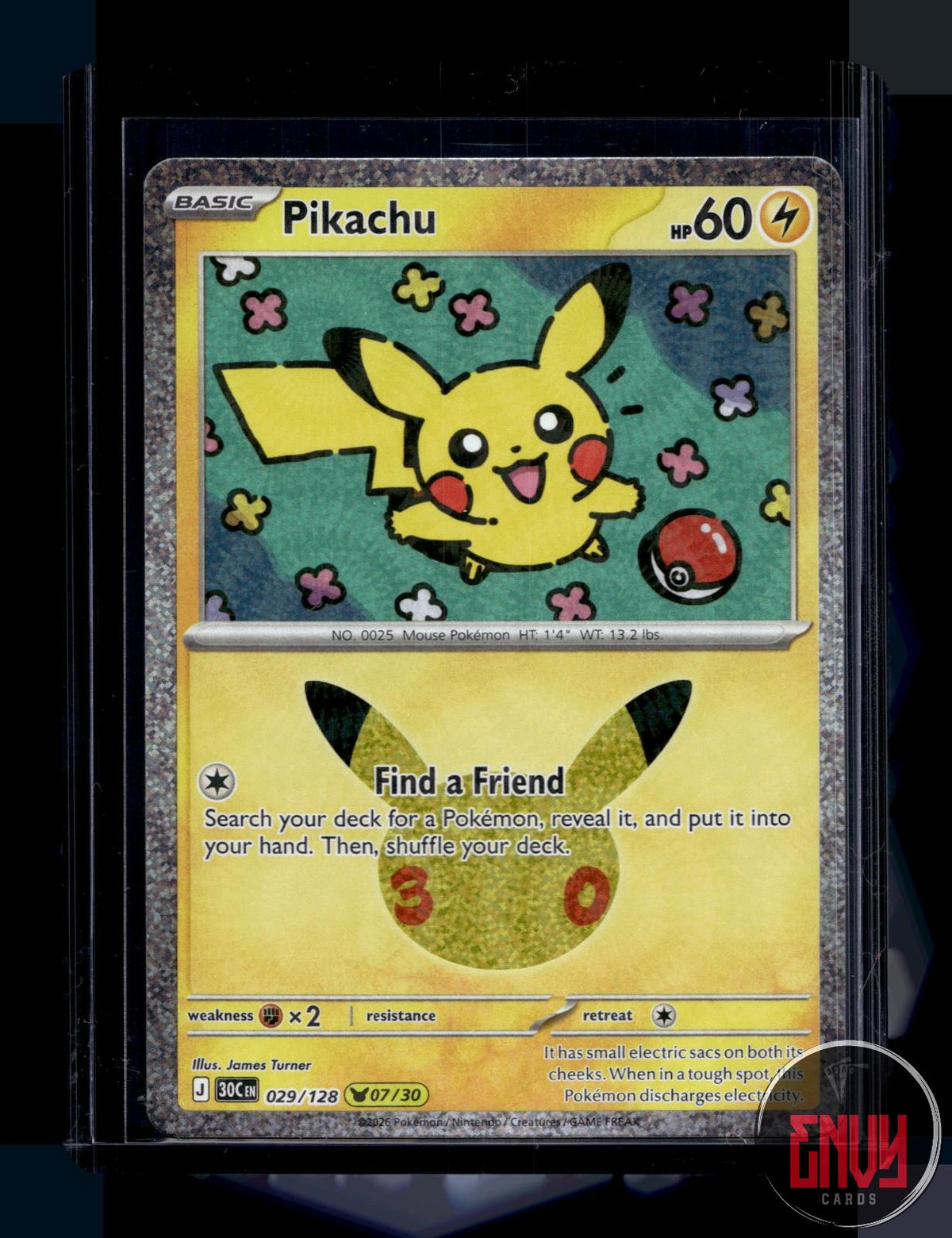 Pikachu NM 029/128 Pikachu Rare ME: 30th Celebration Pokemon Holo