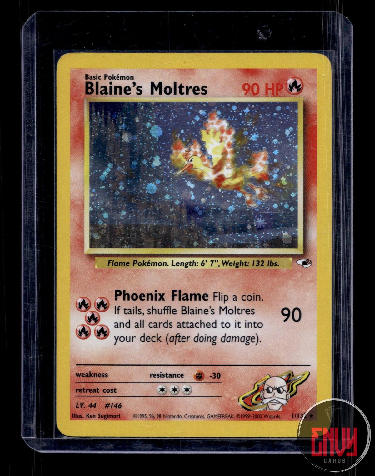 Blaine's Moltres LP 1/132 R Gym Heroes Pokemon Unlimited Holo