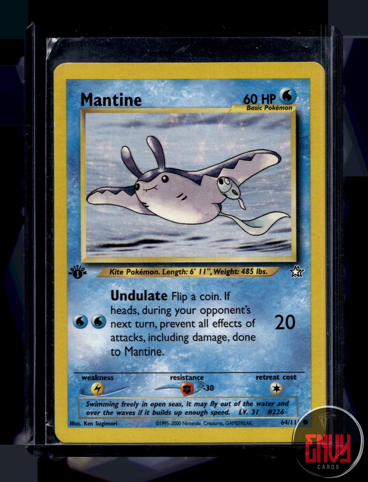 Mantine Lightly Played 64/111 Common Neo Genesis Pokemon 1st Edition