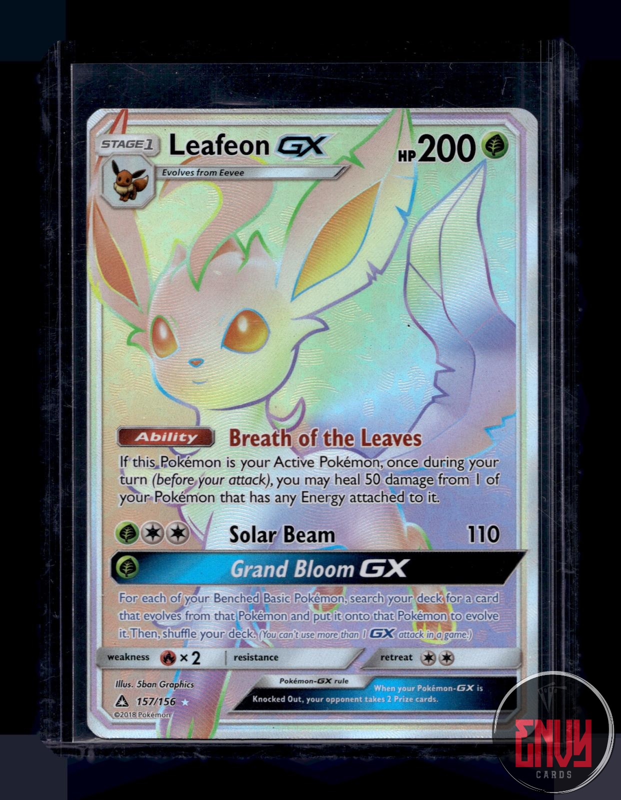 Leafeon GX Near Mint 157/156 Rainbow Rare Ultra Prism Pokemon Holo