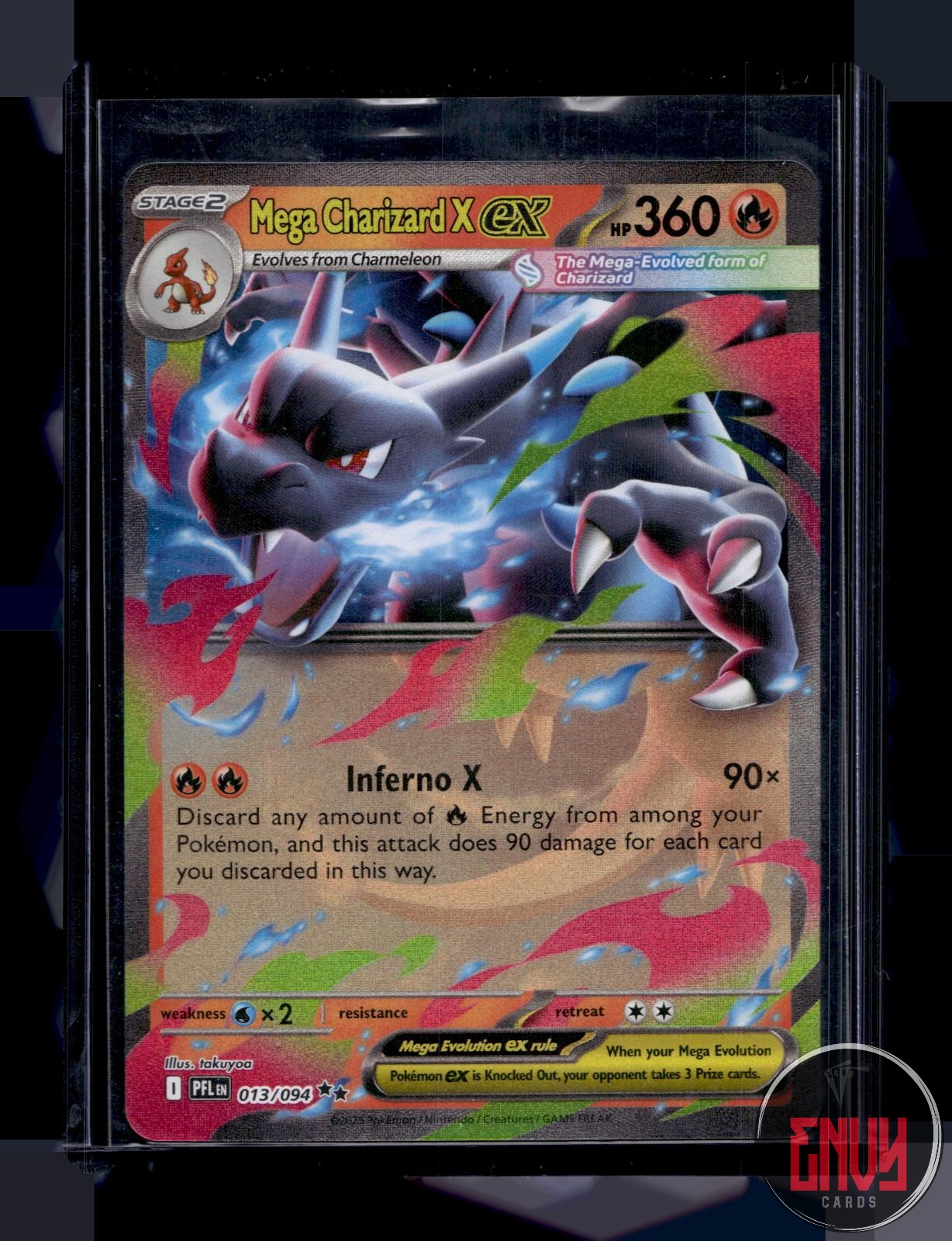 Mega Charizard X ex Near Mint 013/094 Double Rare Phantasmal Flames Pokemon Holo
