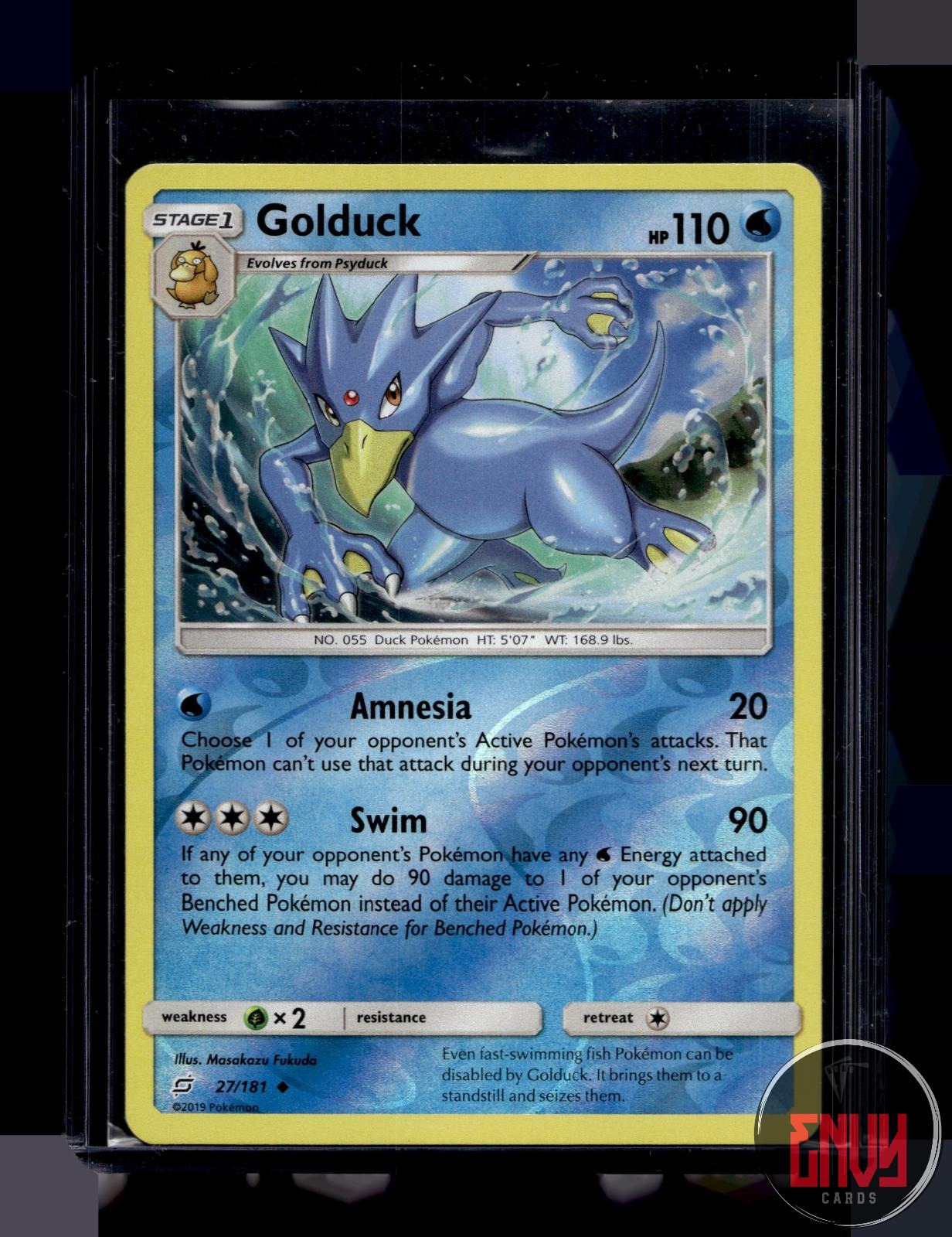 Golduck Near Mint 27/181 Uncommon Team Up Pokemon Reverse Holo