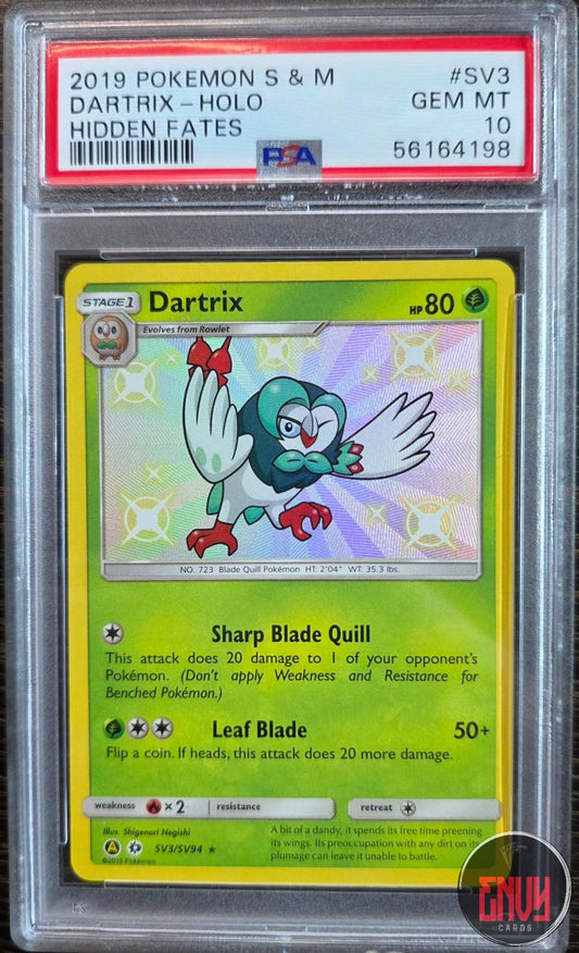 Dartrix Holo Sv3/Sv94 Hidden Fates Pokemon PSA 10 Gem Mint