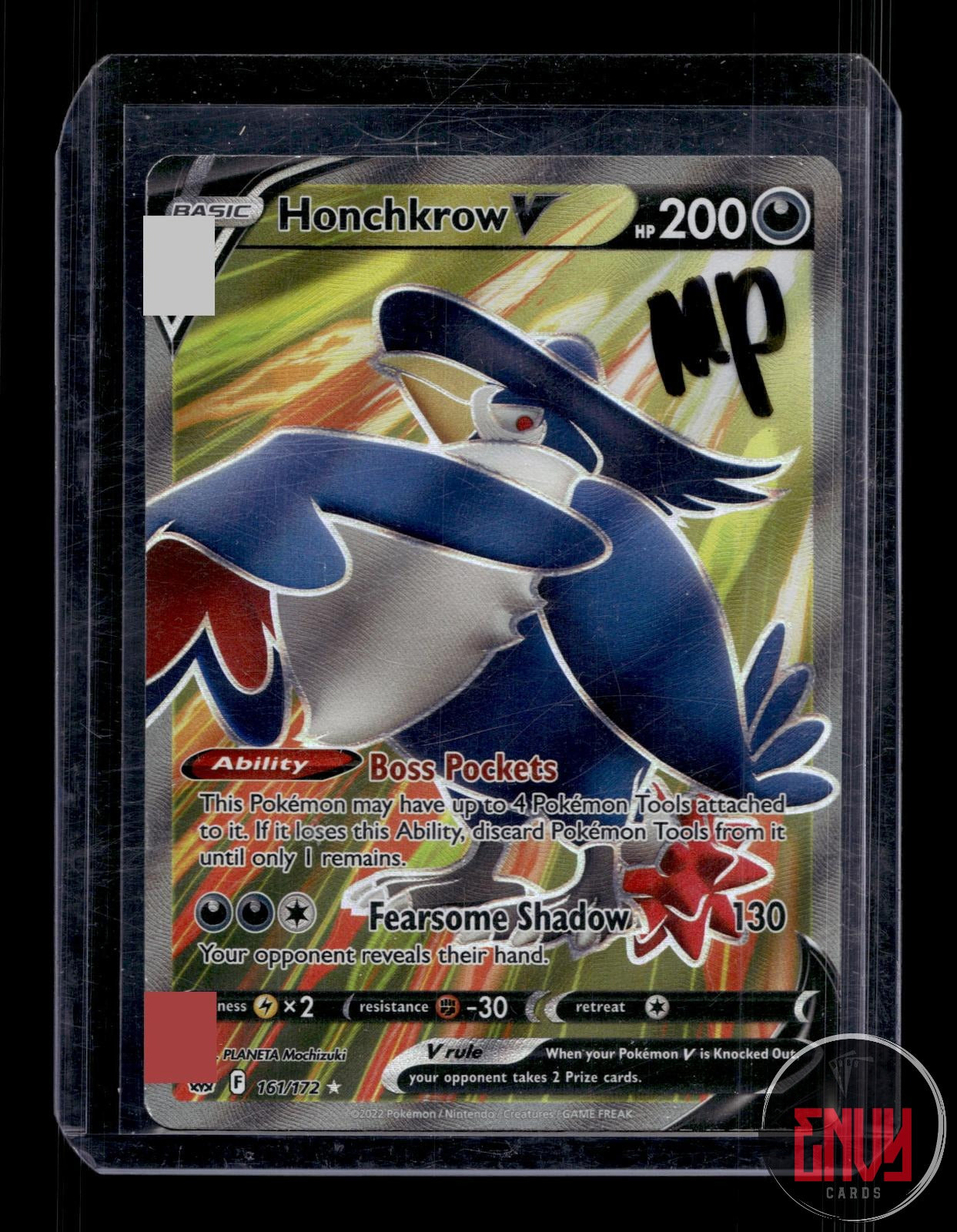 Honchkrow V Moderately Played 161/172 Ultra Rare Brilliant Stars Pokemon Holo