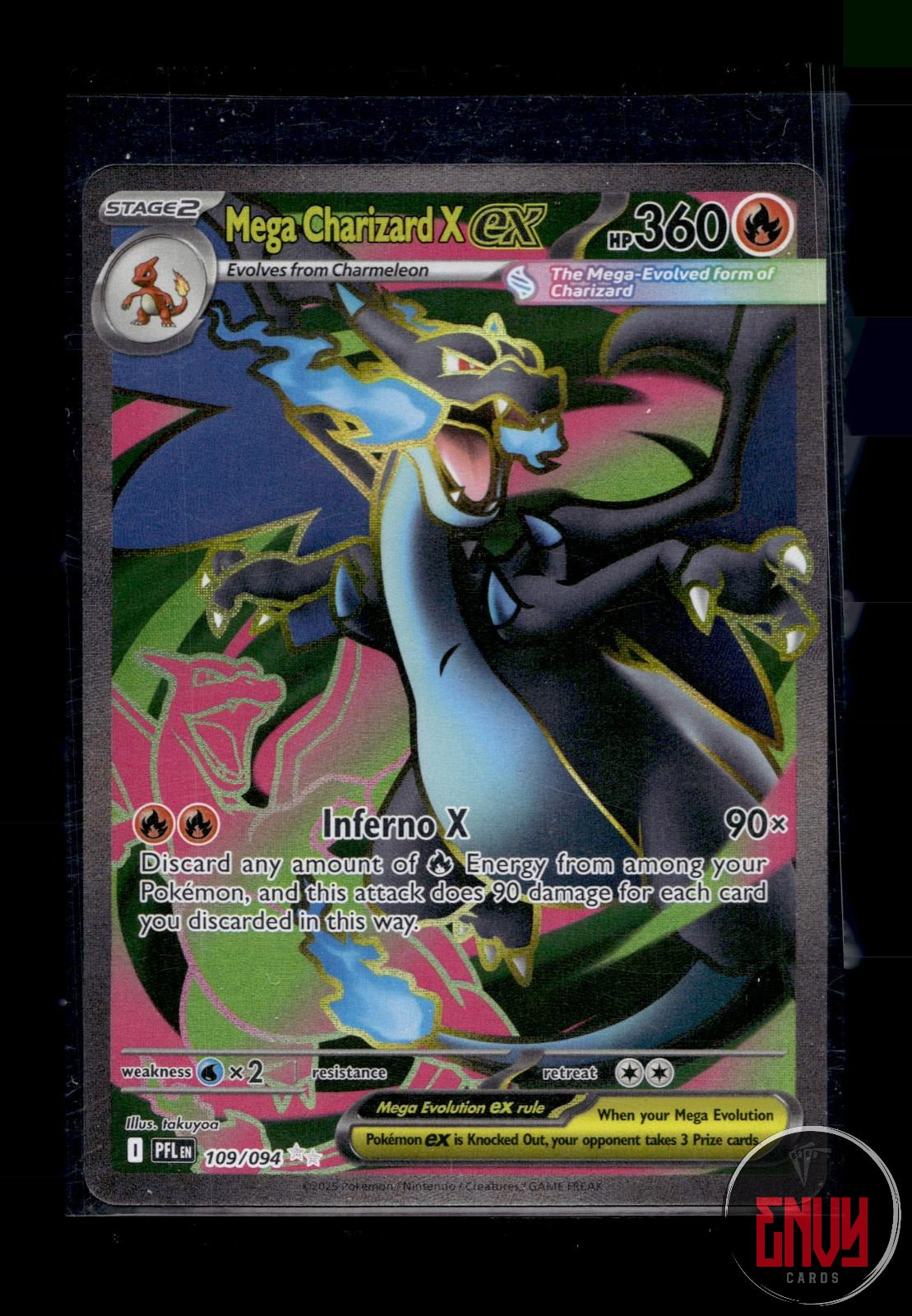 Mega Charizard X ex Near Mint 109/094 Ultra Rare Phantasmal Flames Pokemon Holo