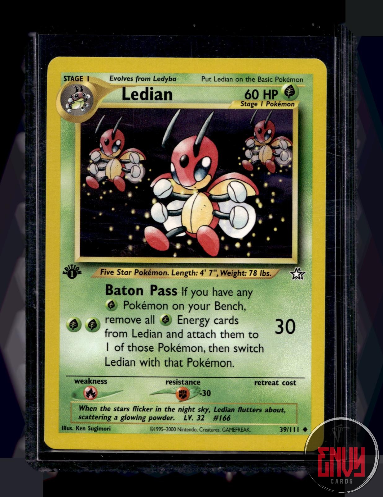 Ledian Lightly Played 39/111 Uncommon Neo Genesis Pokemon 1st Edition