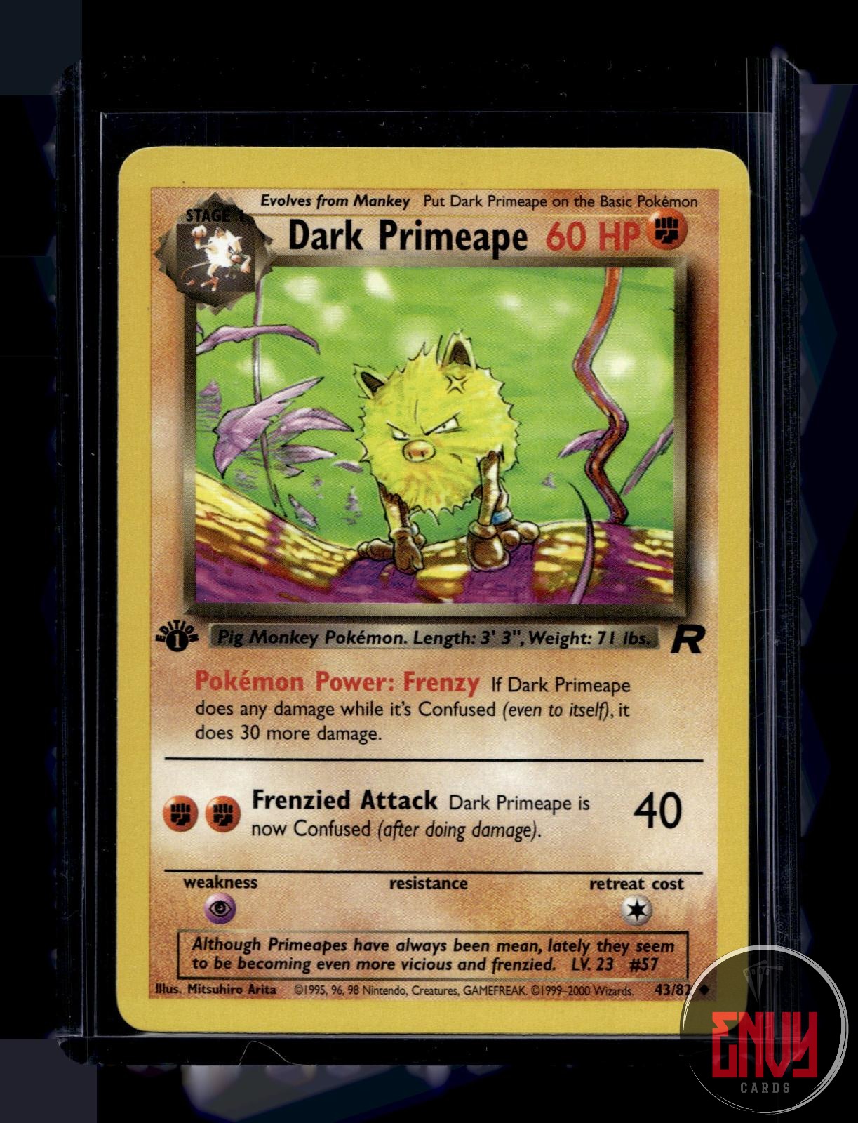Dark Primeape Lightly Played 43/82 Uncommon Team Rocket Pokemon 1st Edition