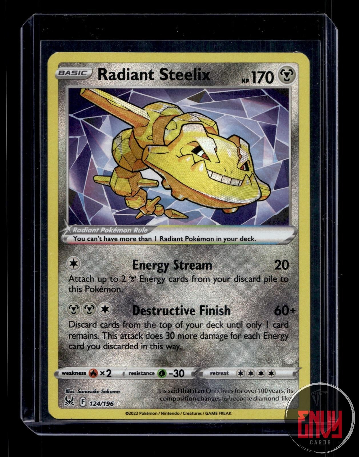 Radiant Steelix Near Mint 124/196 Radiant Rare Lost Origin Pokemon
