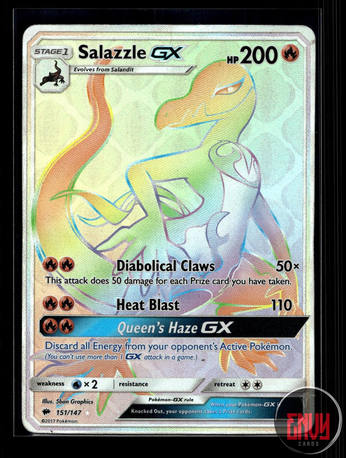 Salazzle GX DMG 151/147 Rainbow Burning Shadows Pokemon Holo